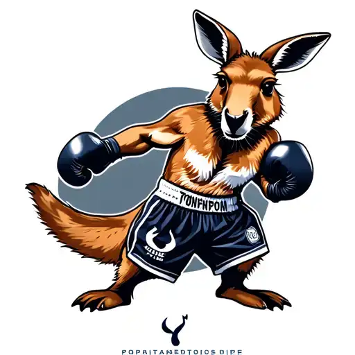 Boxing kangaroo wearing boxing shorts with the Tottenham logo on it. tattoo design idea