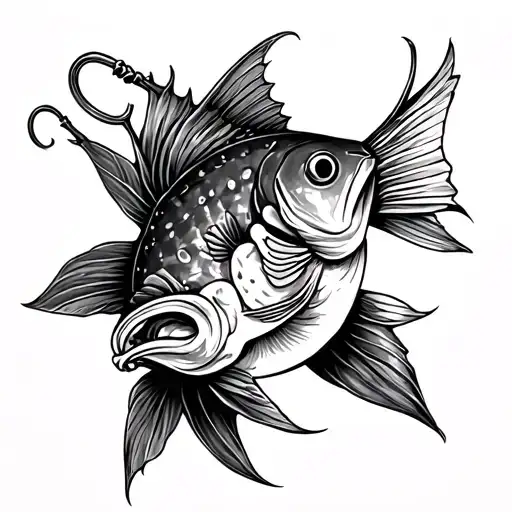 Fish Hook Sleeve Tattoo sketch tattoo design idea