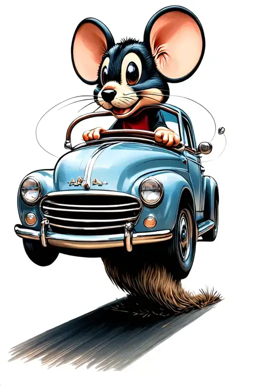 Jerry mouse driving a car tattoo design idea