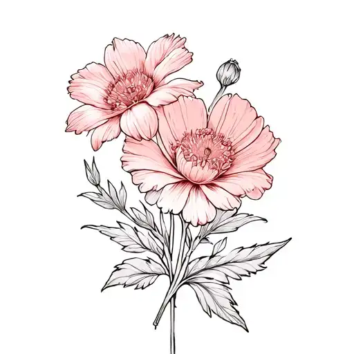 fineline birthflowers july january march and november tattoo design idea