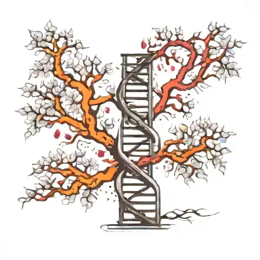 Dna chain and tree tattoo design idea