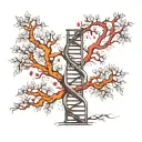 Dna chain and tree tattoo design idea