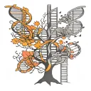 Dna chain and tree tattoo design idea