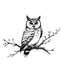 owl perched on a branch tattoo design idea