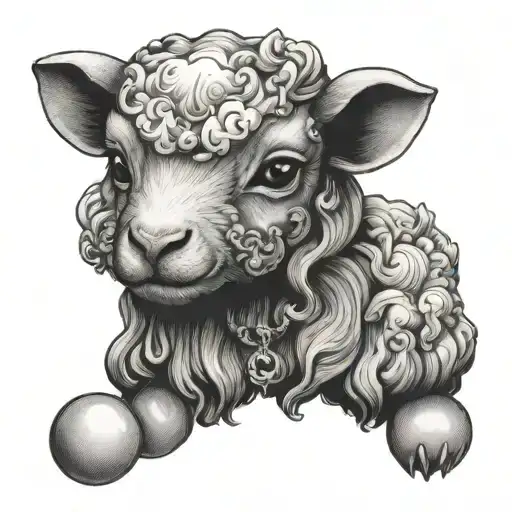 lamb pearl necklace tattoo design idea