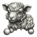 lamb pearl necklace tattoo design idea
