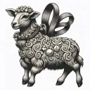 lamb pearl necklace tattoo design idea