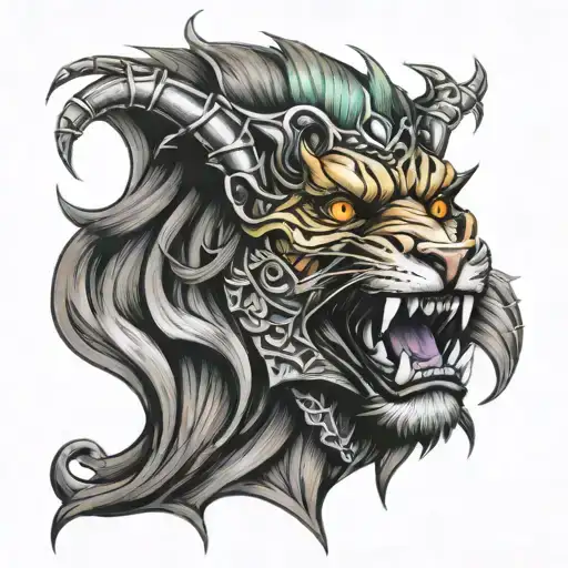 spider lion half joker tattoo design idea