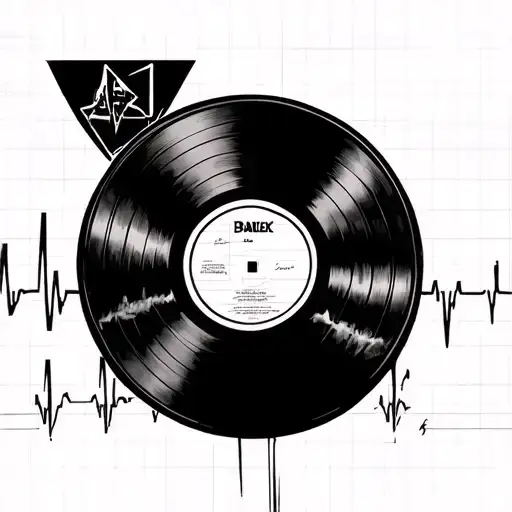 vinyl record on the sides of Ekg line tattoo design idea