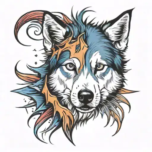 husky eyes and bowie lightning David Bowie tattoo design idea