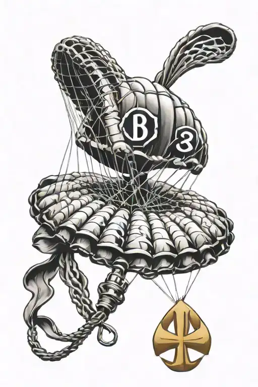 military 82 airborne parachute symbol with fuck cancer awareness ribbon tattoo design idea