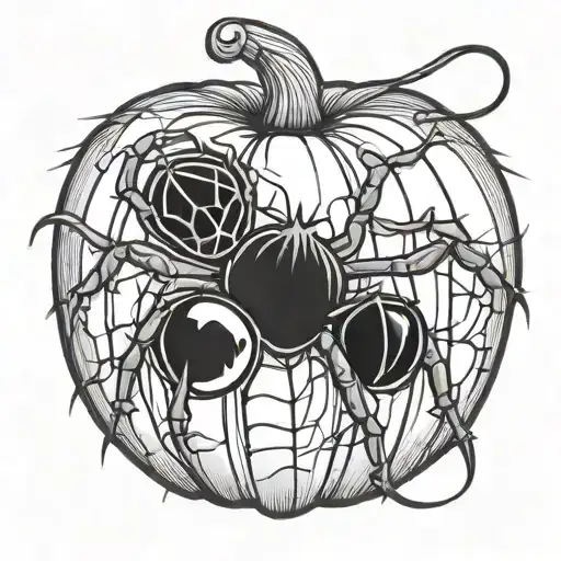 spider pumpkin tattoo design idea