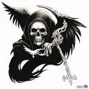A combination of a reaper and arch angel symbolizing the balance between life and death tattoo design idea