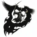 A combination of a reaper and arch angel symbolizing the balance between life and death tattoo design idea