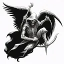 A combination of a reaper and arch angel symbolizing the balance between life and death tattoo design idea