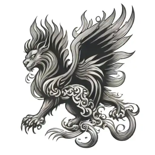 lion Phoenix tattoo design idea