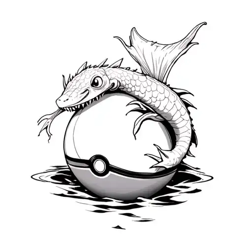 Anchor with magikarp and Gyarados emerging from a Pokeball tattoo design idea