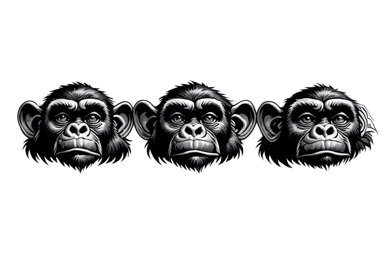 3 wise monkeys tattoo design idea