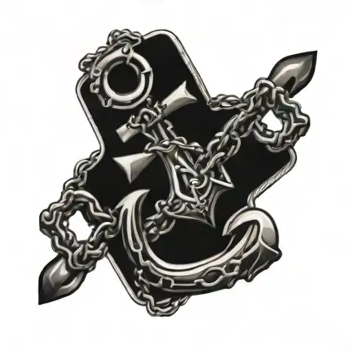 Anchor covered with motorbike chain wrapped tattoo design idea