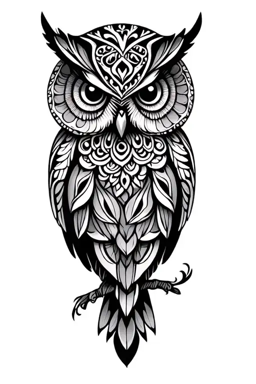 owl Alebrije spirit animal tattoo design idea
