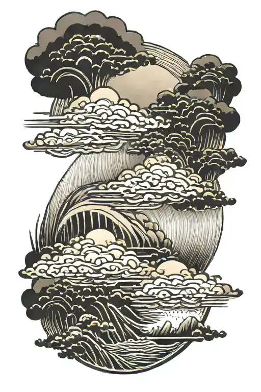 sun rays breaking through clouds tattoo design idea