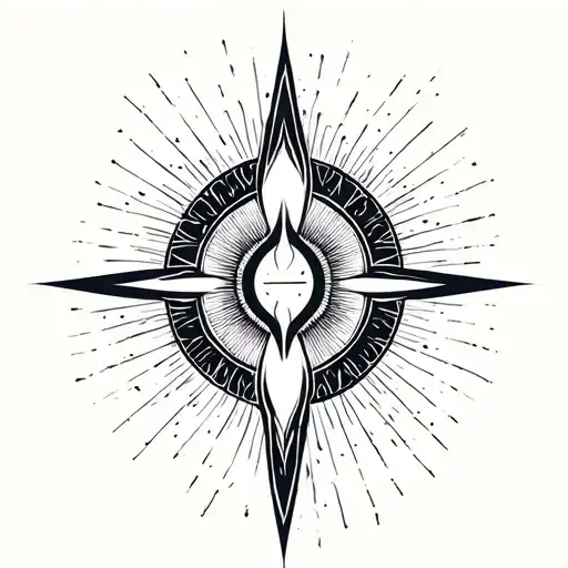 minimalist symbol tattoo representing :  Awakening, Creative Duality, Dreamlike, psychedelic, unique tattoo design idea