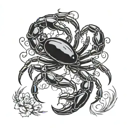 Scorpion and crab fusion with the name Lia in it tattoo design idea
