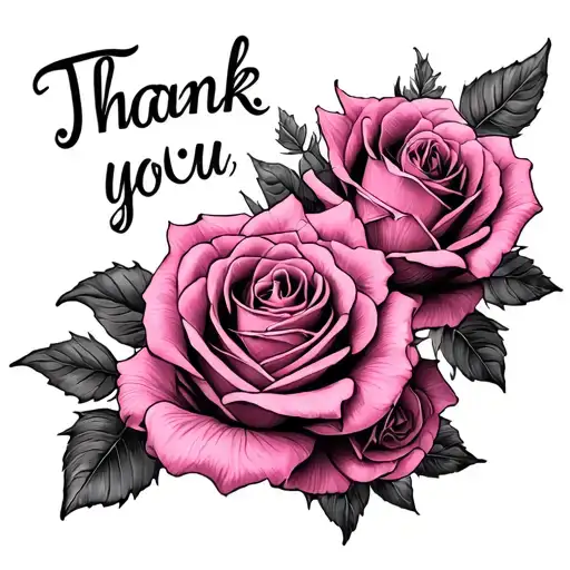 "Thank you for the" spine pink roses tattoo design idea