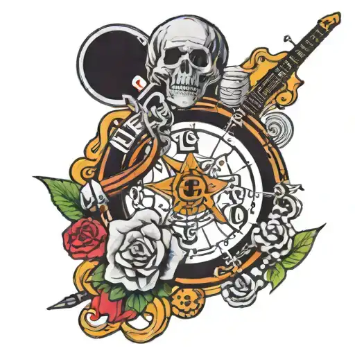 corinthians, rock n roll, vinil disc tattoo design idea