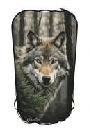 wolf blue eyes forest landscape tattoo design idea