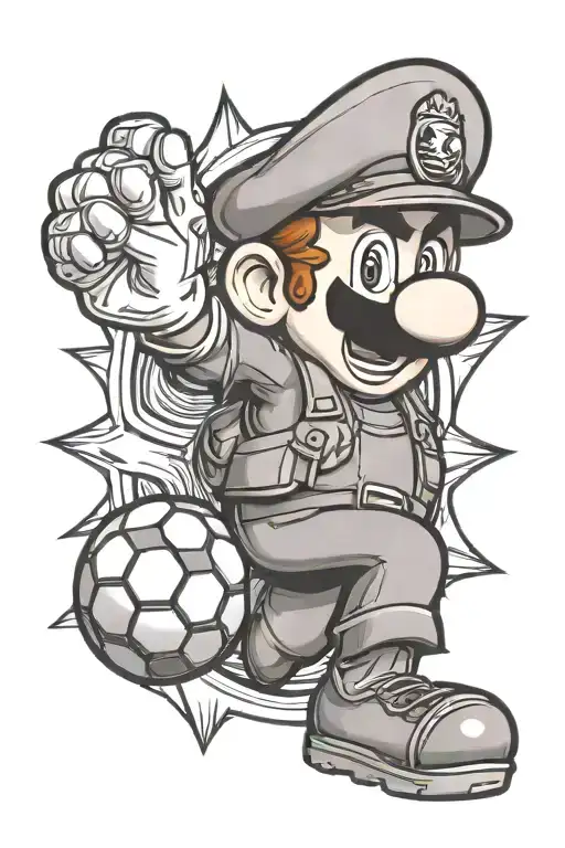 u. s. marines super Mario soccer tattoo design idea