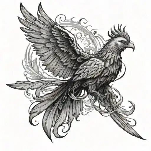 phoenix with outstretched wings tattoo design idea