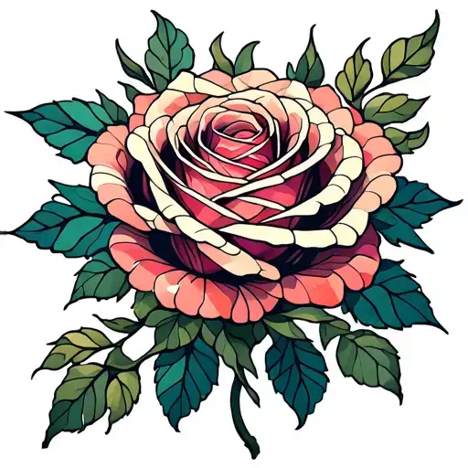 mosaic rose tattoo design idea