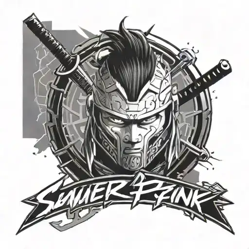 cyberpunk 2077, samurai, never fade away, logo tattoo design idea