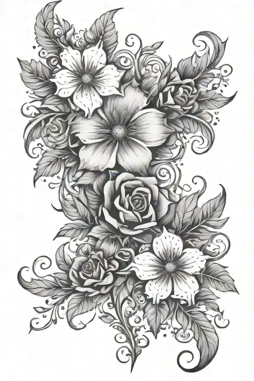 masculine grayscale floral tattoo feature tribel sleeve tattoo tattoo design idea