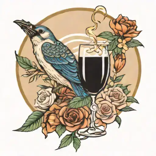 Champagne e mademoiselle tattoo design idea