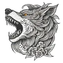 Wolf howling tattoo design idea