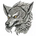Wolf howling tattoo design idea
