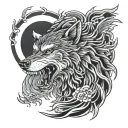 Wolf howling tattoo design idea