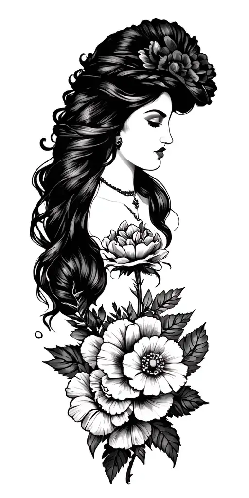 Mexican wedding and February birth flowers tattoo design idea