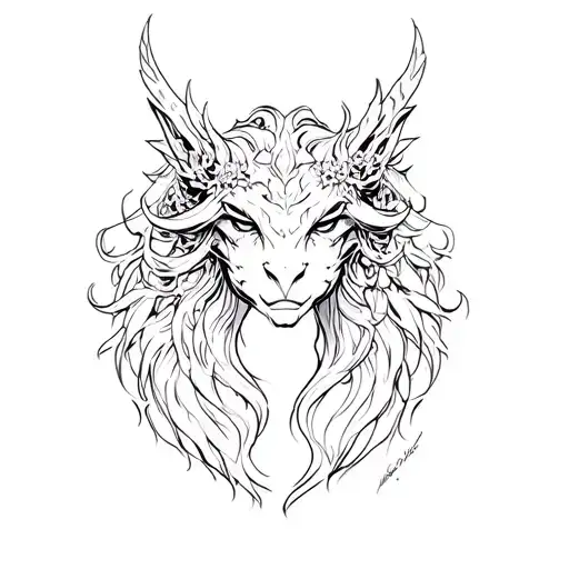 chimera and maiden tattoo design idea