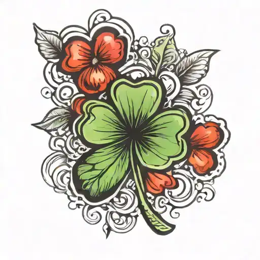 lucky clover combined tattoo design idea
