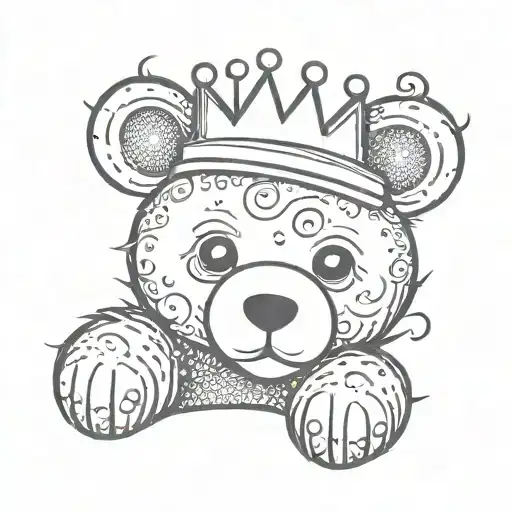 teddy bear with a crown tattoo design idea