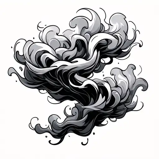 smoke plume in style of japanese woodblock tattoo design idea
