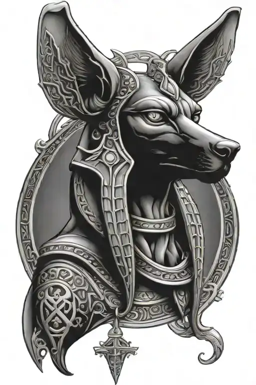 anubis tattoo with libra scales and/or sign intertwined tattoo design idea