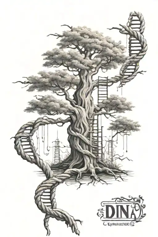 tree, DNA, rope tattoo design idea
