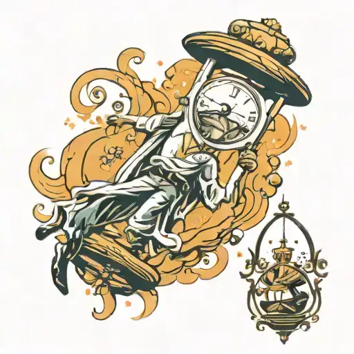 Hourglass and Falling Man: Depict a man falling through an hourglass, symbolizing the passage of time and the fleeting n tattoo design idea