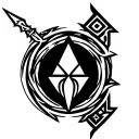 Zelda tri force logo mostly linework but some shading and a nod to arcane hyrulian runes tattoo design idea