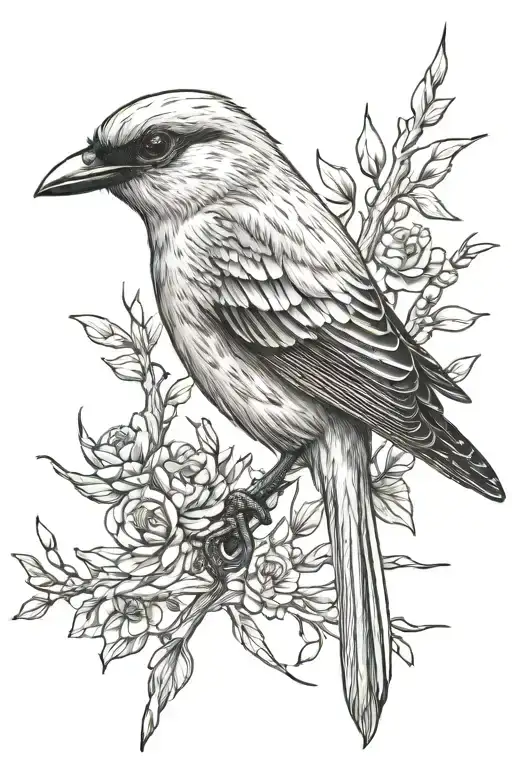 shrike bird tattoo design idea