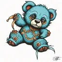 blue teddy bear tattoo design idea